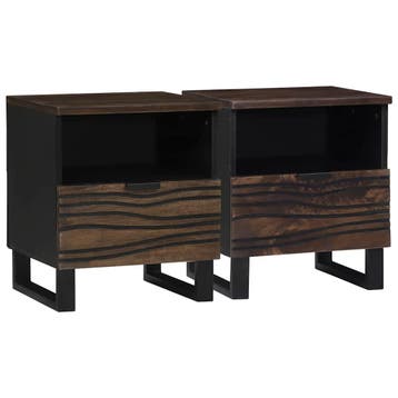 vidaXL Nachtkastje 2 pcs Walnotenhout 40 x 33 x 46 cm, Minder dan 45 cm, Verzenden, Nieuw, Minder dan 55 cm