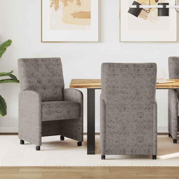 vidaXL Eetkamerstoelen met Wieltjes 2 st Nep Suede Leer, Verzenden, Nieuw