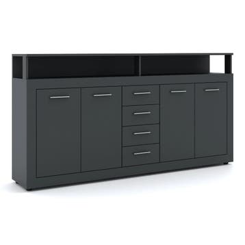 Dressoir  190 cm Breed Antraciet Antraciet (Dressoirs), Verzenden, 150 tot 200 cm, Nieuw, 25 tot 50 cm