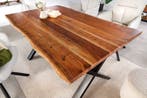 Massief houten eettafel MAMMUT 160cm acaciaboomrand X-frame, Huis en Inrichting, Tafels | Eettafels, Ophalen of Verzenden, Nieuw