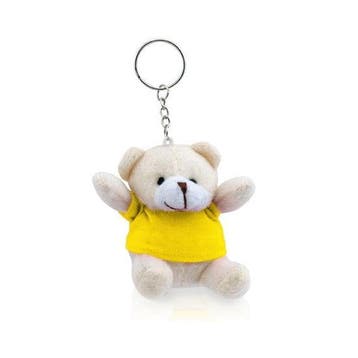 Pluche teddybeer sleutelhanger - geel - 8 cm - knuffel, Kinderen en Baby's, Verzenden, Nieuw