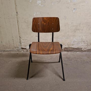 1x Galvanitas S16 Schoolstoel Zwart / Bruin Gebruikt, Gebruikt, Bruin, Hout