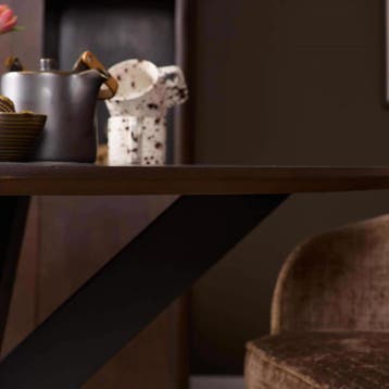 Ronde eettafel Madison Bruin Poot Zwart Mangohout 130 cm |, Ophalen of Verzenden, Nieuw