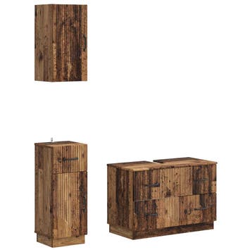 vidaXL 3-delige badkamerkast set HOORN Oud hout Bewerkt hout, Verzenden, Nieuw