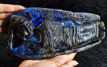 Beeld, Big Huge Madagascar Labradorite Carved Divine Lord