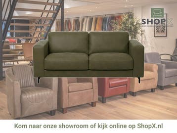 Leren bank Clear - 2,5 zits - Kenia Olive (olijf) - Poten, Bohemian, Eigentijds, Modern, Retro, Vintage, Nieuw, Ophalen of Verzenden