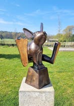 sculptuur, Jumping Hare - XL - 52 cm - Brons