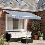 vidaXL Vervangingsdoek voor zonnescherm Blauw en Wit 350 x, Verzenden, Nieuw