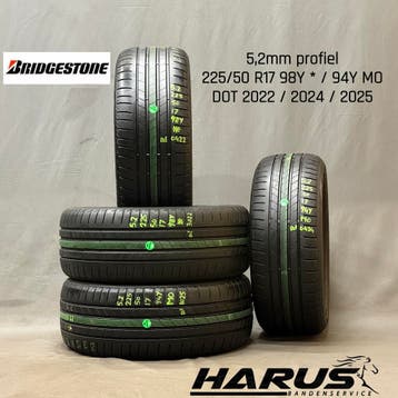225/50/17 94Y Bridgestone zomerbanden 5,2mm profiel 4X, Auto-onderdelen, Gebruikt, 17 inch, Ophalen of Verzenden, Band(en)