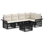 vidaXL Tuinbankenset 6 pcs Zwart poly rattan, Tuin en Terras, Verzenden, Nieuw, 6 zitplaatsen