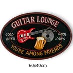 Houten Wandbord – Guitar Lounge Cold Beer Cool Jams Friends, Ophalen of Verzenden, Nieuw
