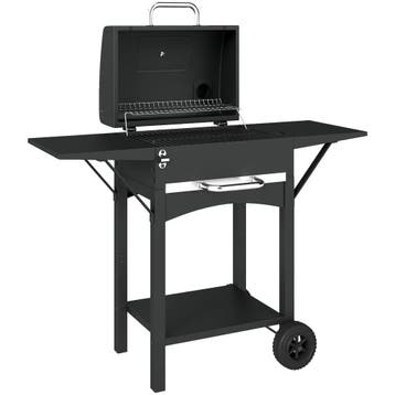 Houtskoolgrill Met Deksel, BBQ Smoker Grill Met 2 Zijtafels, Verzenden