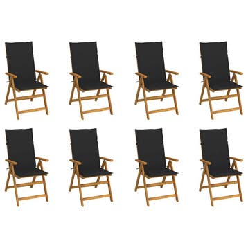 vidaXL Inklapbare stoelen 8 st met kussens massief, Tuin en Terras, Verzenden, Nieuw, Hout