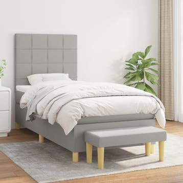 vidaXL Boxspring met matras stof lichtgrijs 100x200 cm, 100 cm, Eenpersoons, Verzenden, Nieuw