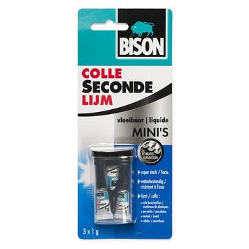 Secondelijm | Bison (Sneldrogend, Extra sterk, 3 x 1 g), Verzenden, Nieuw