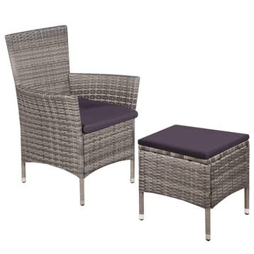Poly Rattan Tuinset - Tweedekansje - OP=OP, 2 zitplaatsen, Hocker, Ophalen of Verzenden, Zo goed als nieuw