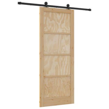 vidaXL Schuifdeur 86 x 211 cm Bewerkt hout Naturel en Zwart, Verzenden, Nieuw