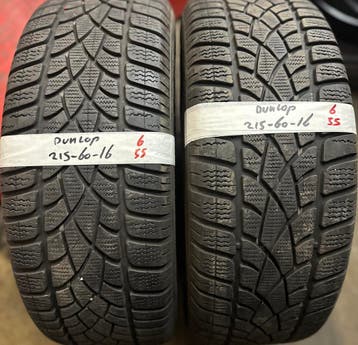 2x215-60-16 dunlop winter 6mm €55 per band 215 60 16, Ophalen, 16 inch, Winterbanden, Band(en)