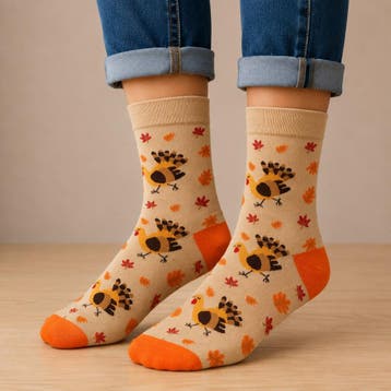 Sokken - Kalkoen Print - Oranje - Katoen - Maat 36-43, Nieuw