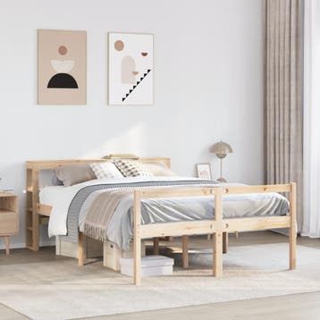 vidaXL Seniorenbed met hoofdbord massief grenenhout 120x190, Bruin, Verzenden, Nieuw, 190 cm of minder