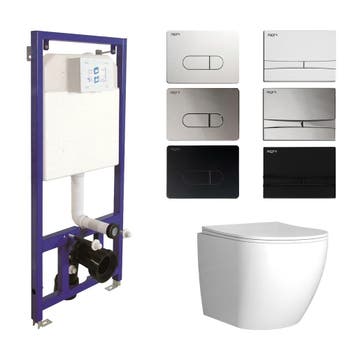 Toiletset Budget 62 Mudo Glans Wit Met B&W Drukplaat, Doe-het-zelf en Verbouw, Sanitair, Ophalen of Verzenden, Nieuw, Chroom, Overige typen