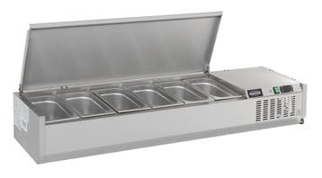 Combisteel Opzetkoelvitrine Met RVS Deksel | 10x 1/4 GN | 20, Witgoed en Apparatuur, Ophalen of Verzenden, Nieuw