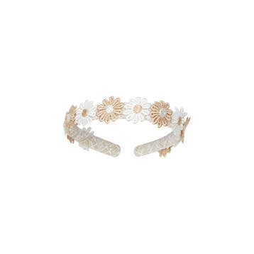 Deolinda baby meisjes haarband  beige/wit bloemen, Ophalen of Verzenden, Nieuw