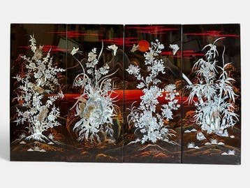 Paneel - Hout, parelmoer - Vietnam - gelakte wandpanelen