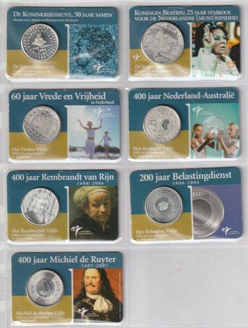 Nederland. Coin Card 2004/2007 (7 stuks) (Zonder