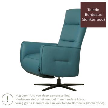 Leren handmatige relaxfauteuil Pride - Toledo Bordeaux, Huis en Inrichting, Nieuw, Ophalen of Verzenden, Modern, 50 tot 75 cm