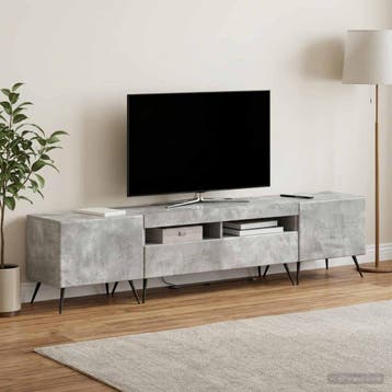 vidaXL LED tv-meubel BREDA 3 st Betongrijs Bewerkt hout, Minder dan 50 cm, Verzenden, Nieuw, Minder dan 100 cm