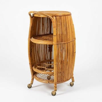 Trolley - Bamboe - Mobiele Bar / Barwagen vintage in bamboe