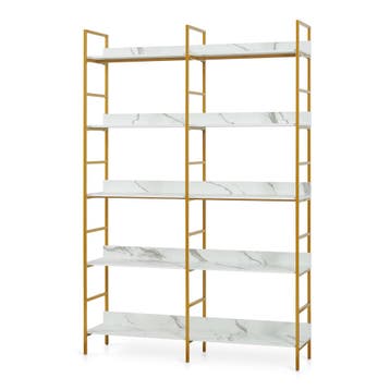 Boekenkast Noskik met 5 planken 180x120x30 cm wit marmerlook, Huis en Inrichting, Kasten | Boekenkasten, Verzenden, Nieuw