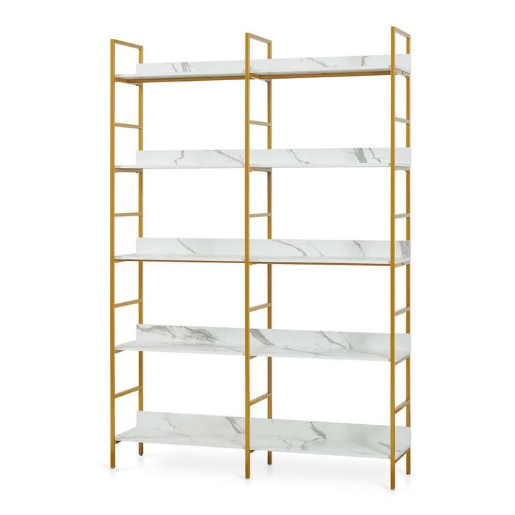 Boekenkast Noskik met 5 planken 180x120x30 cm wit marmerlook, Huis en Inrichting, Kasten | Boekenkasten, Verzenden