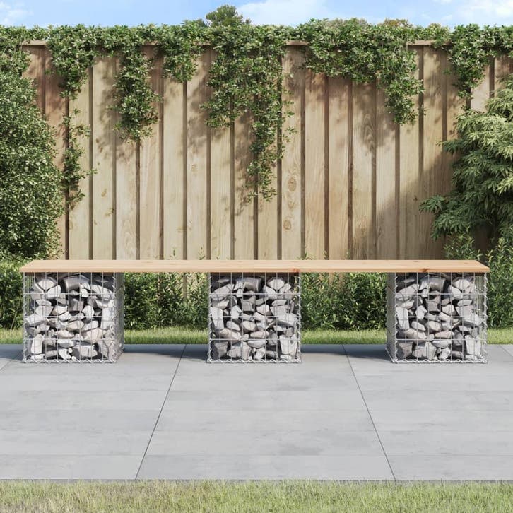vidaXL Tuinbank Schanskorfontwerp 203x44x42 cm massief, Tuin en Terras, Tuinbanken, Nieuw, Verzenden