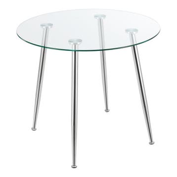 [en.casa] Glazen tafel Humppila rond 75x87 cm chroom en tran, Verzenden, Nieuw