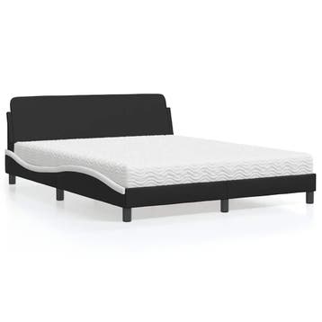 vidaXL Bed met matras Dover kunstleer zwart en wit 160x200, Huis en Inrichting, Slaapkamer | Bedden, Overige materialen, Verzenden