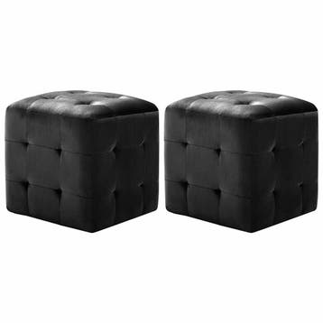 vidaXL Poef 2 st 30x30x30 cm fluweel zwart, Verzenden, Nieuw