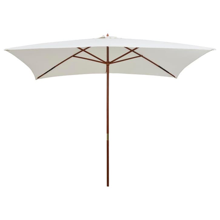 vidaXL Parasol met houten paal 200x300 cm crèmewit, Tuin en Terras, Parasols, Nieuw, 3 tot 4 meter, Verzenden
