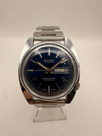 Sicura - Automatic Day-Date - Sunburst Deep Blue - Zonder, Nieuw