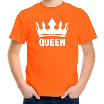 Oranje Koningdag Queen shirt met kroon meisjes - Koningsda.., Ophalen of Verzenden, Nieuw