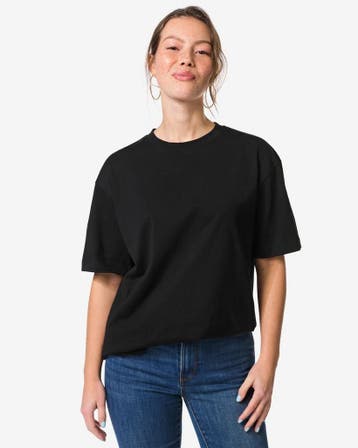HEMA Dames T-shirt Do relaxed fit zwart, Verzenden, Nieuw