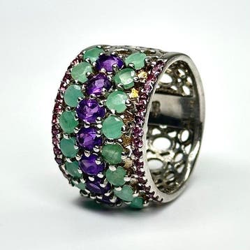 Zonder minimumprijs - Ring 925 zilver met natuurlijke, Sieraden, Tassen en Uiterlijk, Ringen, Nieuw