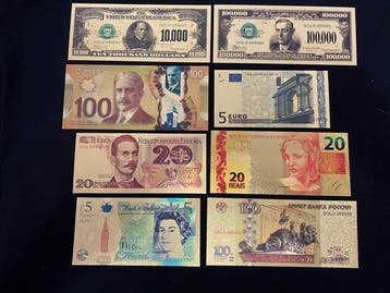 wereld. 8 x Gold Banknoten (Zonder minimumprijs)