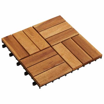 vidaXL Terras Tegel 10 st Bruin 30 x 30 cm Acacia Hardhout, Doe-het-zelf en Verbouw, Verzenden, Nieuw