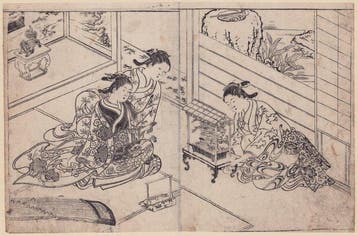 Showing Bonsai Tree from Ehon Tokiwa-gusa - Sukenobu