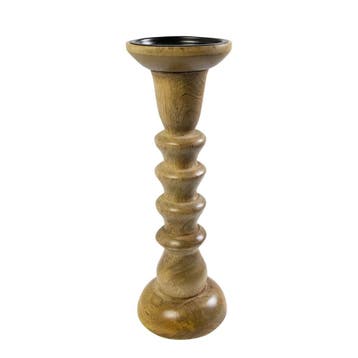 Kandelaar mango hout ringen 30cm, Verzenden, Nieuw