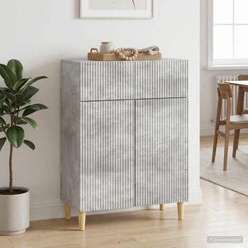 vidaXL Dressoir met lade Betongrijs 66 x 34,5 x 90 cm, Verzenden, Nieuw, Overige houtsoorten, Minder dan 50 cm