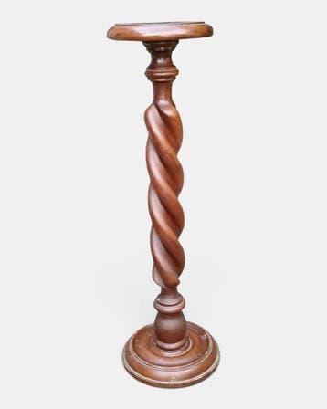 Kolom - 93 cm Large barley twist column wood french pedestal, Antiek en Kunst, Curiosa en Brocante