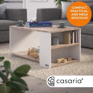 Salontafel Santa Cruz Wit/Eik 90x60x50cm (Meubelen), Huis en Inrichting, Complete inboedels, Verzenden